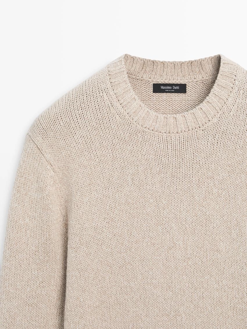 Джемпер с круглым вырезом из смесового хлопка