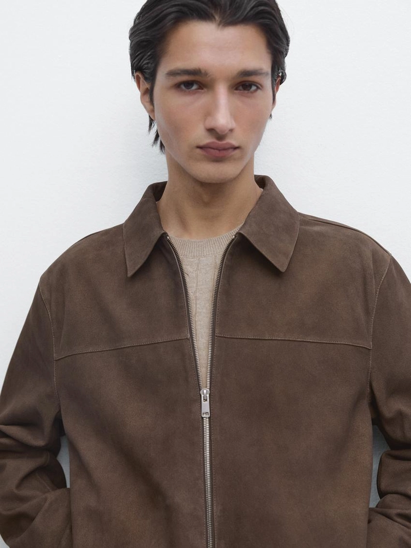 Куртка из козьей кожи с замшевой отделкой