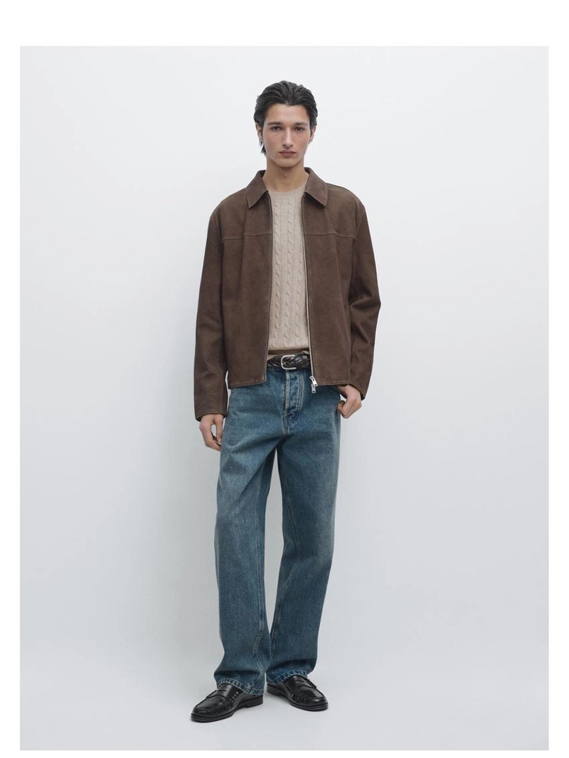 Куртка из козьей кожи с замшевой отделкой