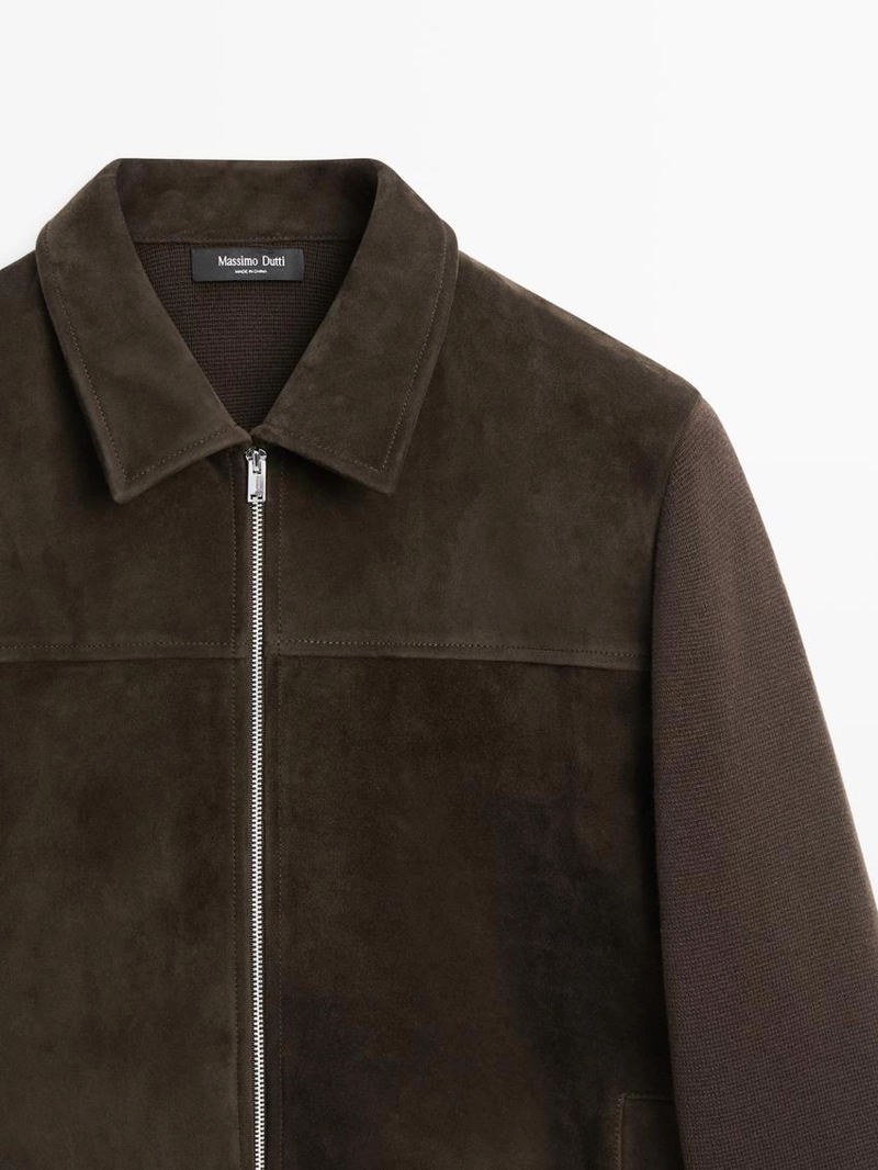 Куртка смешанного кроя с кожей из хлопка