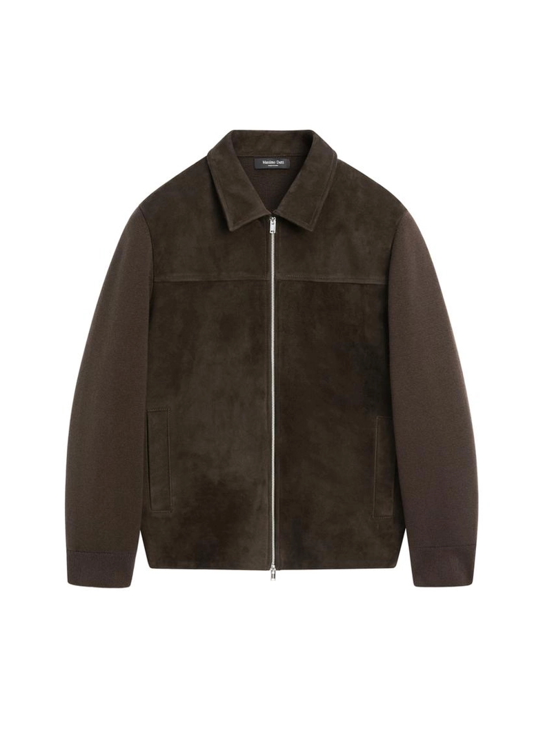 Куртка смешанного кроя с кожей из хлопка