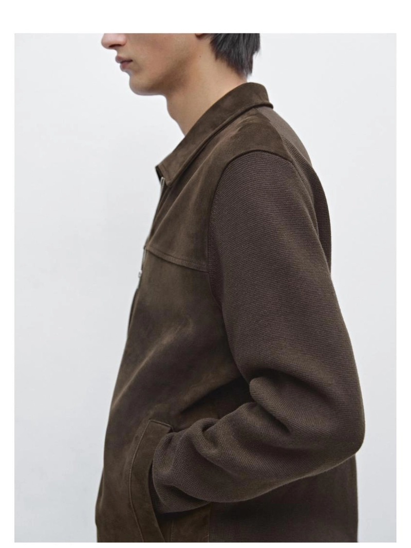 Куртка смешанного кроя с кожей из хлопка