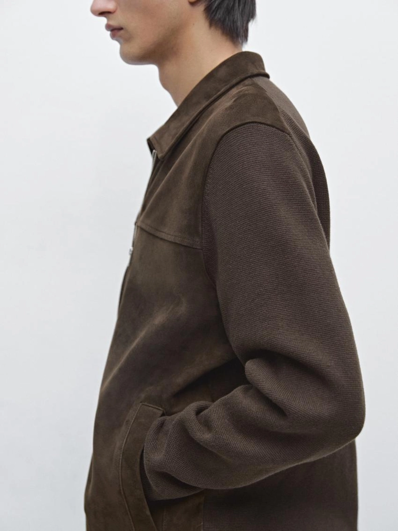 Куртка смешанного кроя с кожей из хлопка