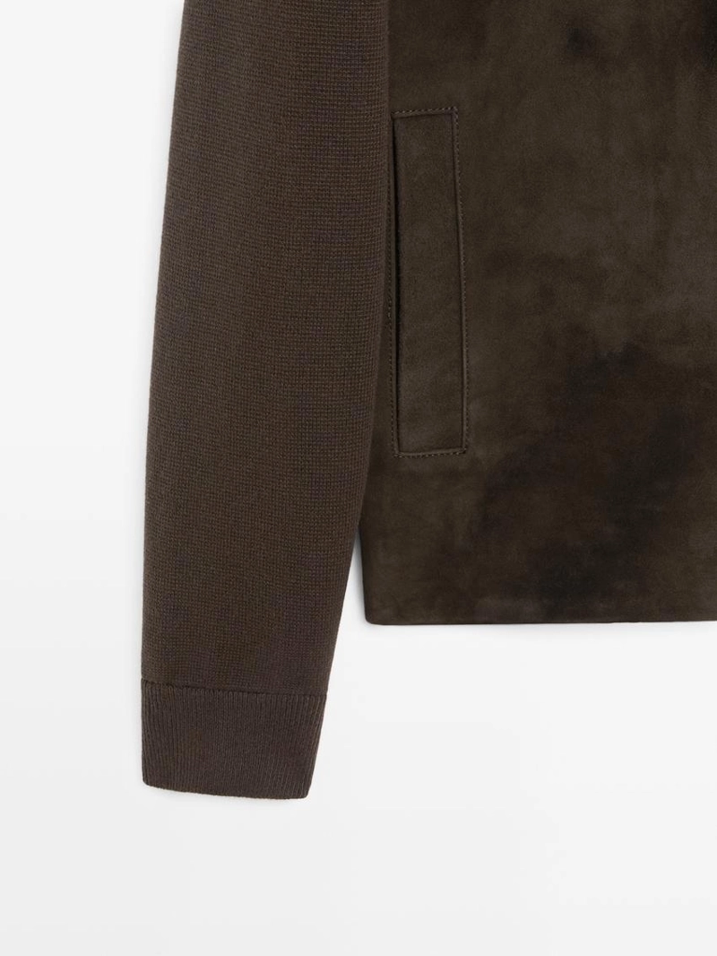 Куртка смешанного кроя с кожей из хлопка