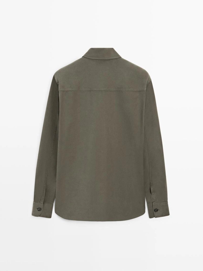 Хлопковая рубашка-овершерт с карманами