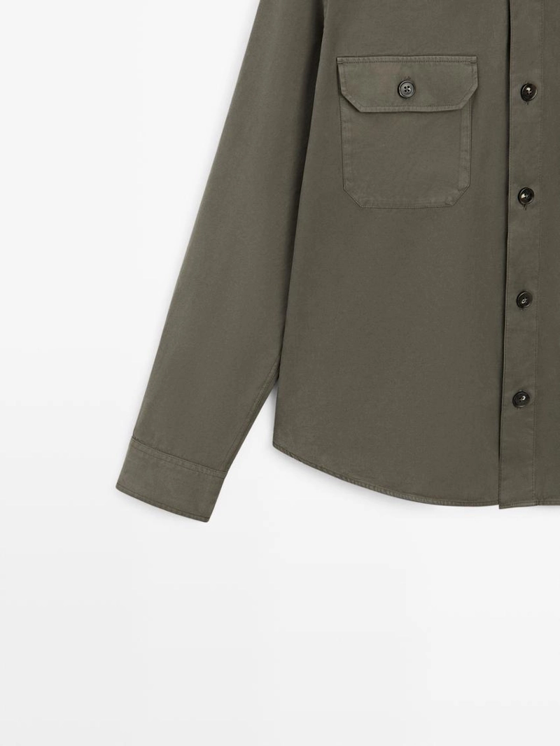 Хлопковая рубашка-овершерт с карманами