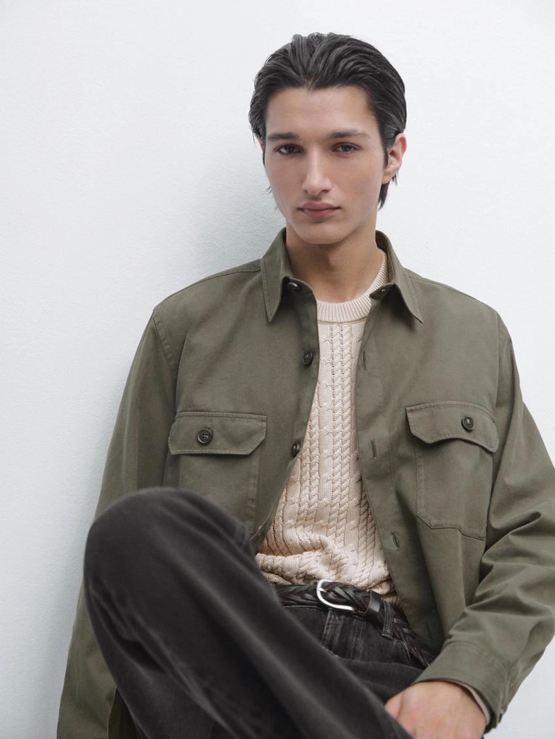 Хлопковая рубашка-овершерт с карманами