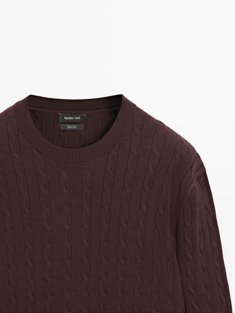 Свитер с крупной вязкой из хлопка