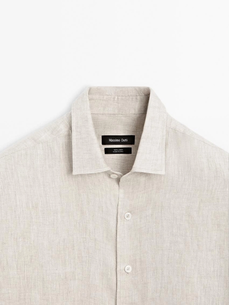 Рубашка свободного кроя из льна с эффектом потертости