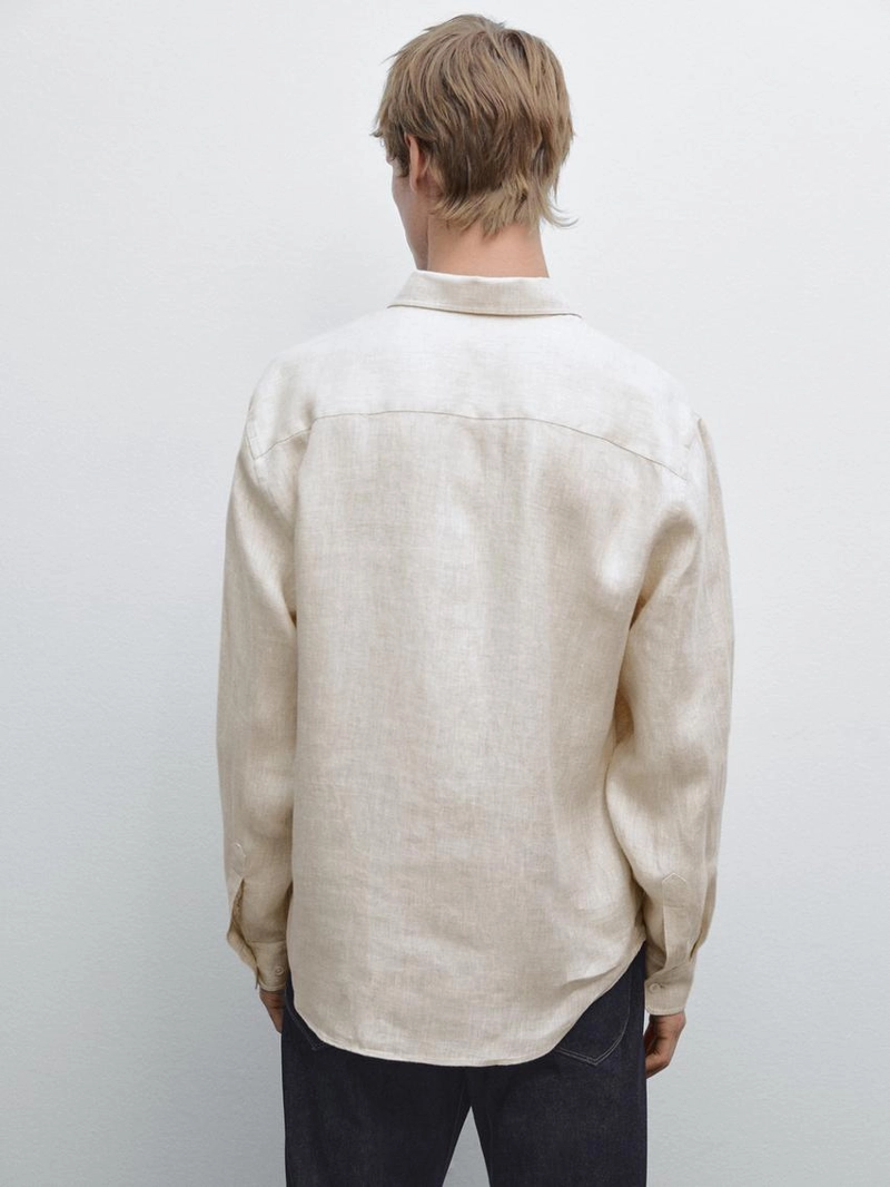 Рубашка свободного кроя из льна с эффектом потертости