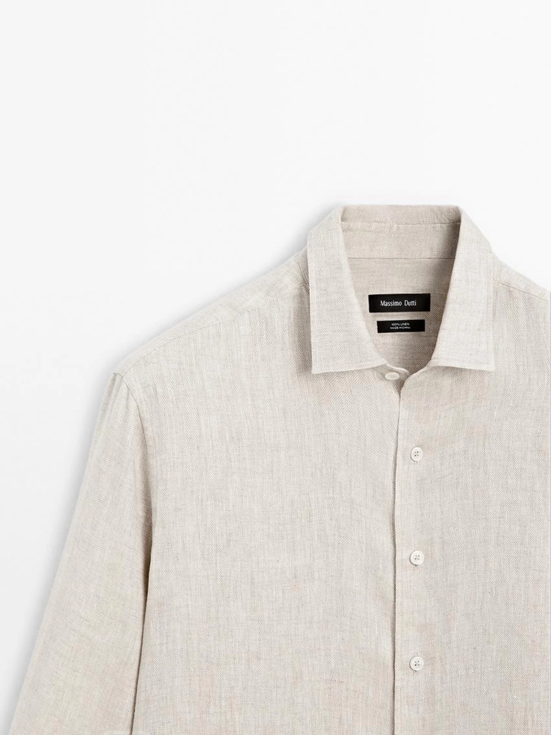 Рубашка свободного кроя из льна с эффектом потертости