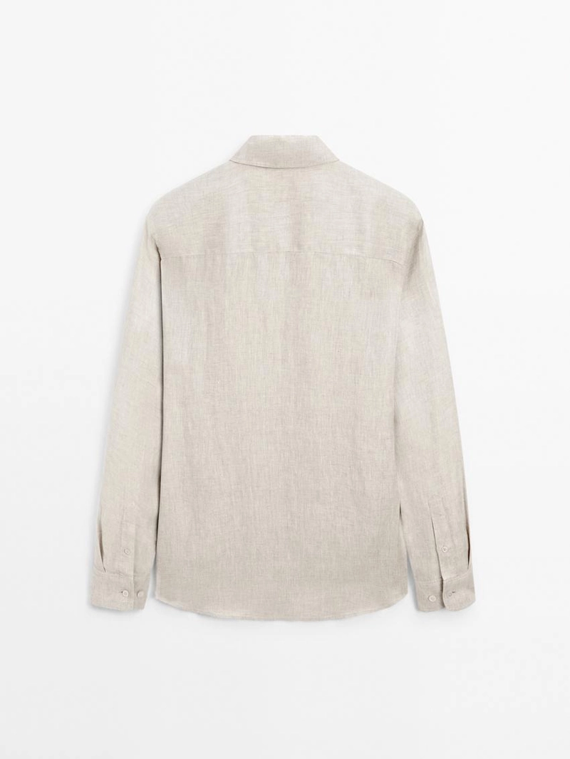 Рубашка свободного кроя из льна с эффектом потертости