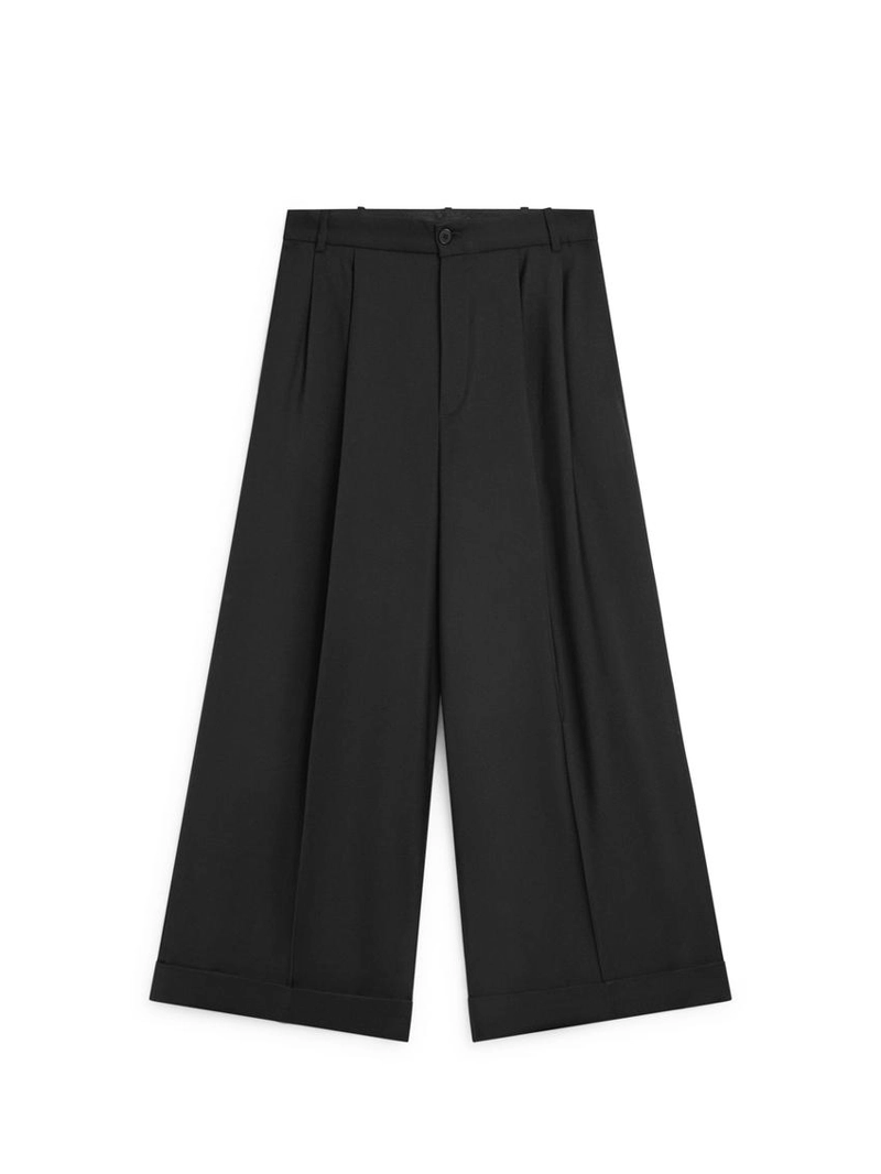 Брюки с линией ластовицы из текстиля с эффектом плиссировки