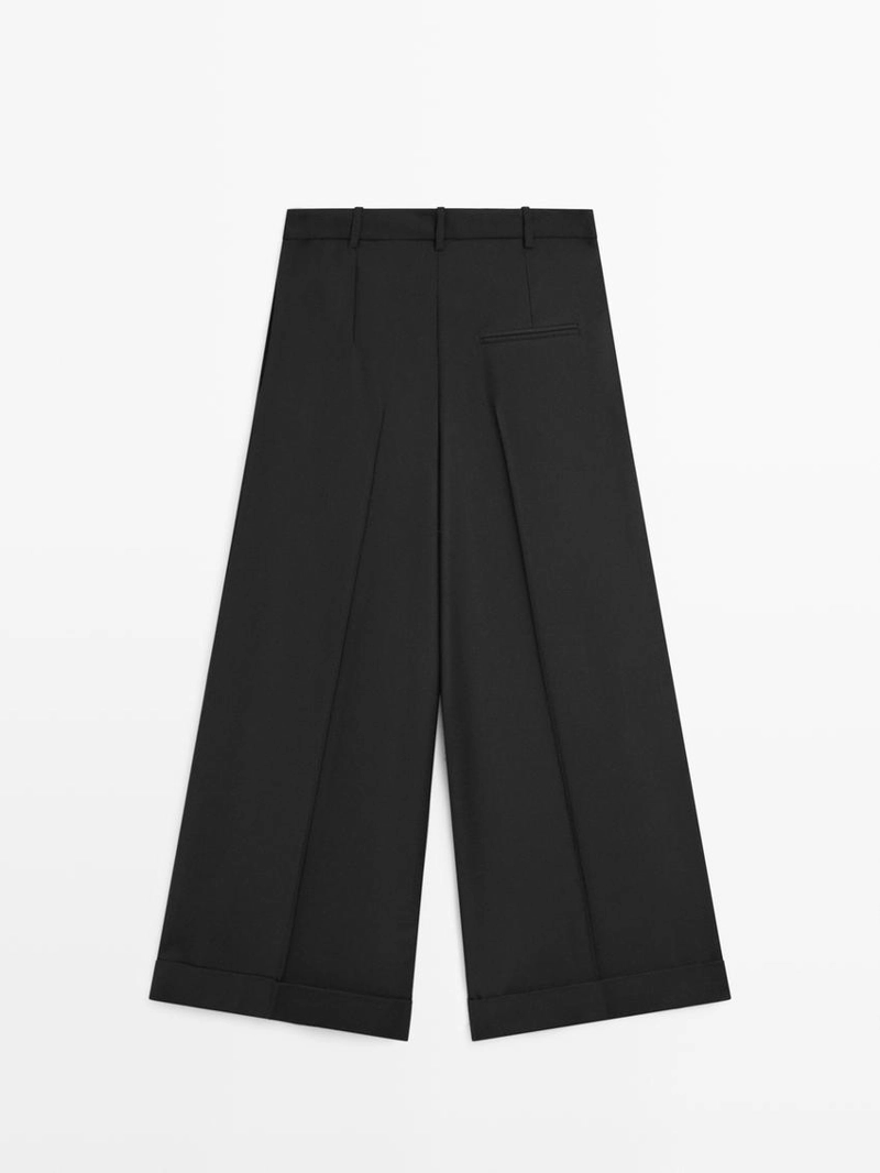 Брюки с линией ластовицы из текстиля с эффектом плиссировки