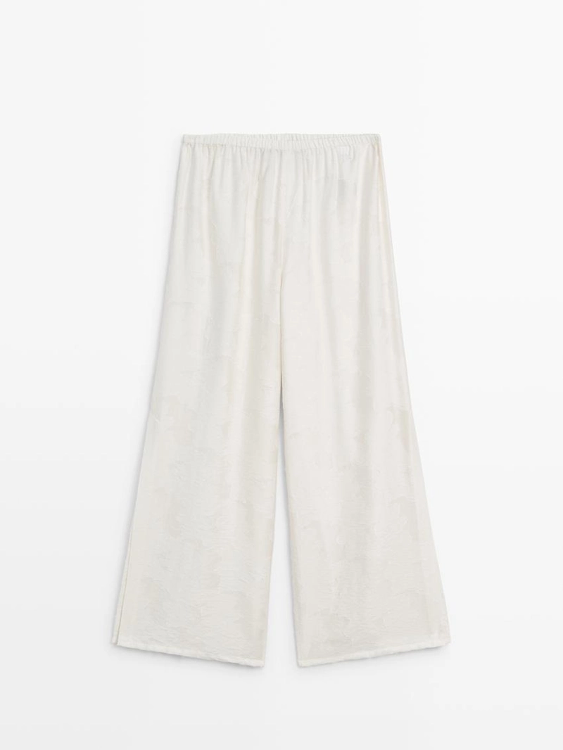 Широкие брюки из текстильной ткани со вставкой