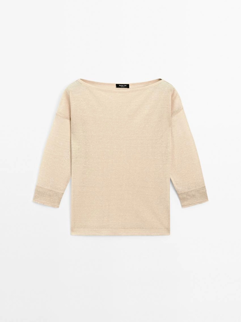 Футболка из легкой шерстяно-леновой смеси