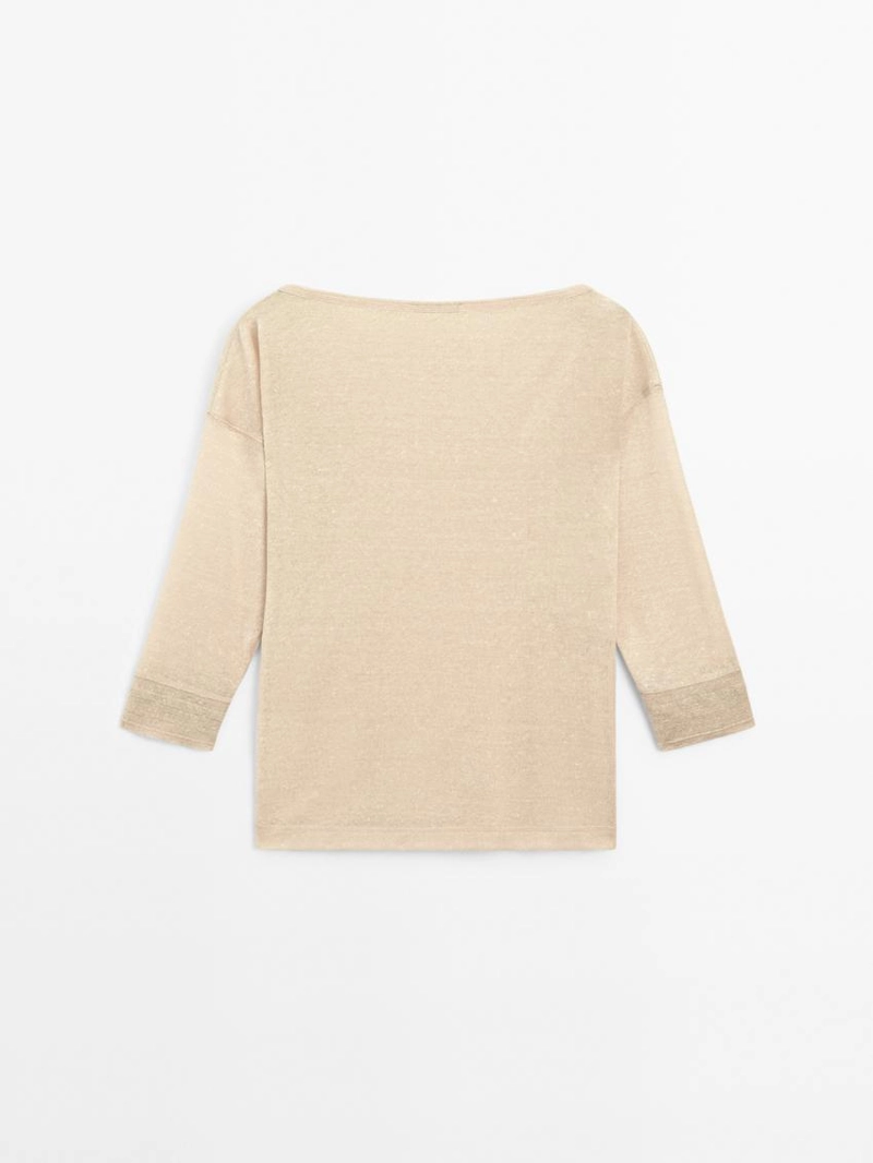 Футболка из легкой шерстяно-леновой смеси