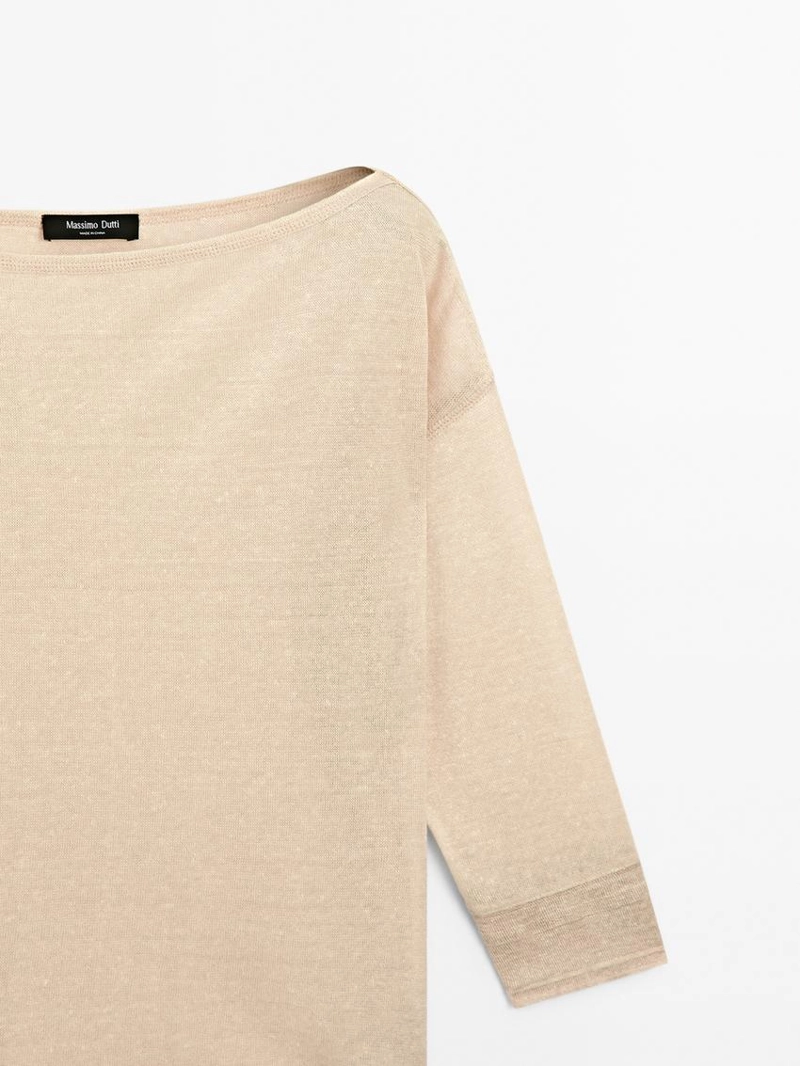 Футболка из легкой шерстяно-леновой смеси