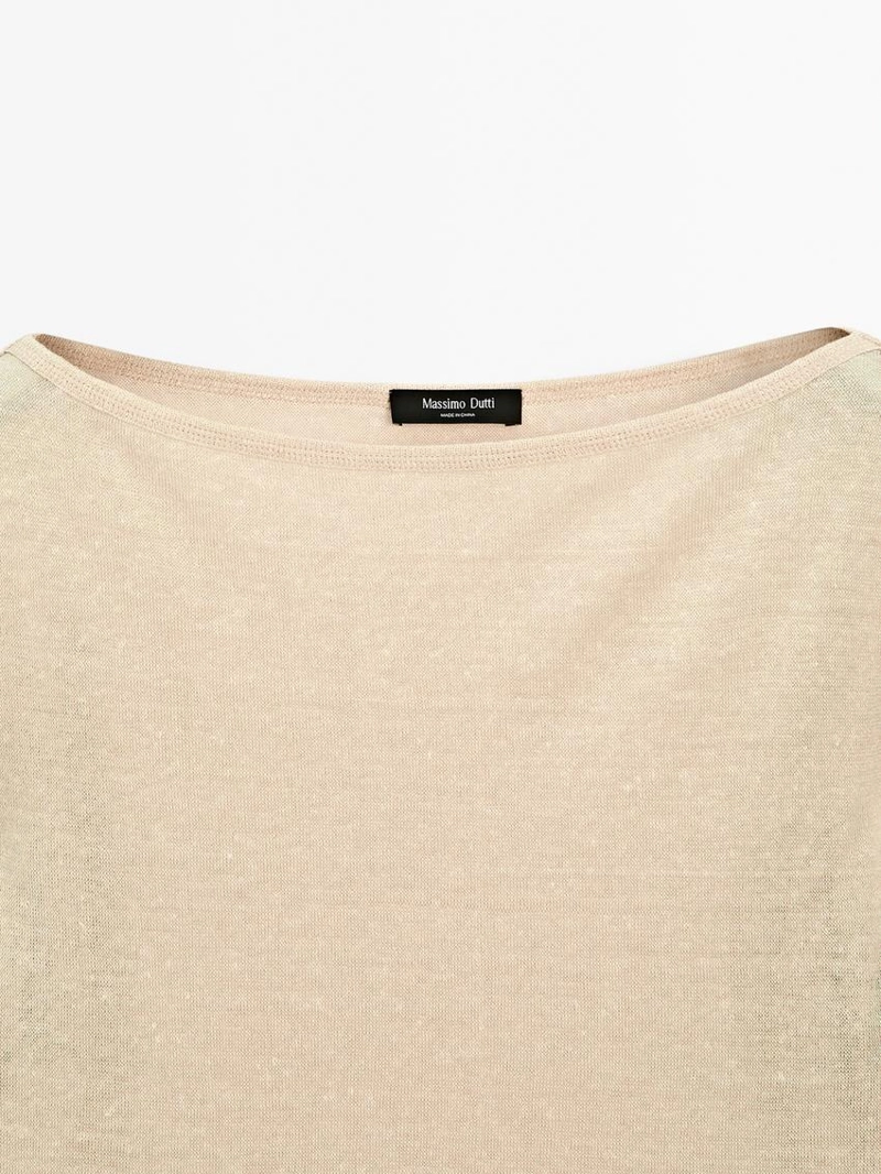 Футболка из легкой шерстяно-леновой смеси