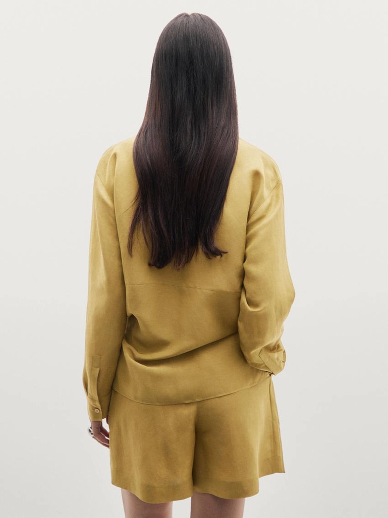 Рубашка из смесового льна с узловым деталем