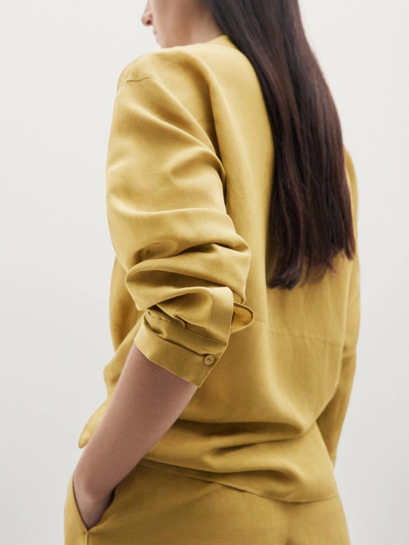 Рубашка из смесового льна с узловым деталем