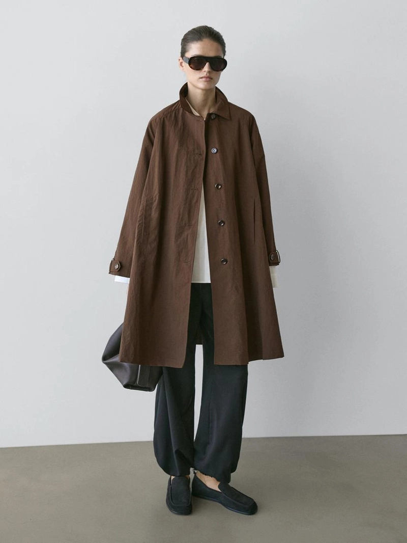 Плащ-накидка с деталями оверсайз воротника