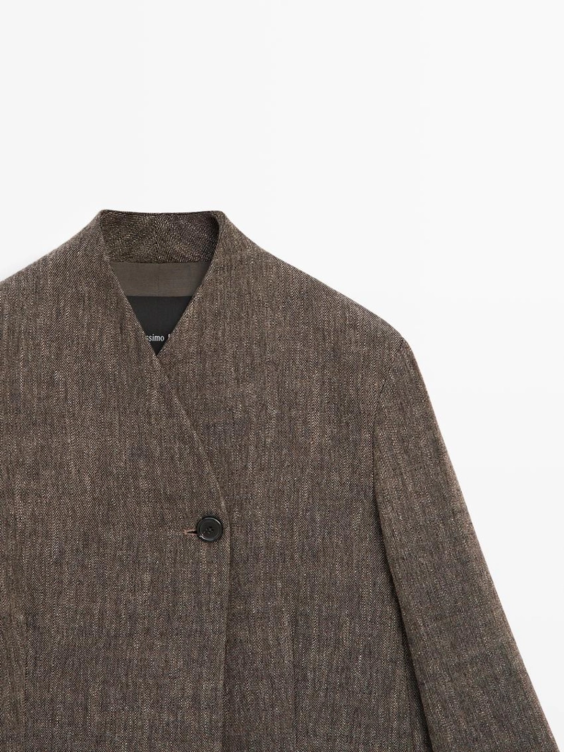 Пальто из шерстяной смеси с высоким воротником и меланжевым эффектом