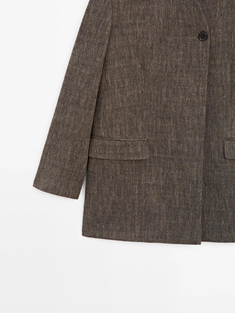 Пальто из шерстяной смеси с высоким воротником и меланжевым эффектом