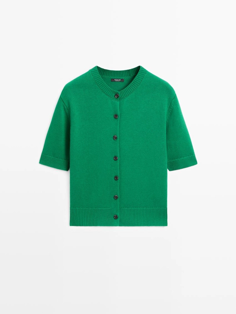 Кардиган из хлопкового микса с короткими рукавами