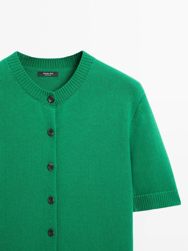 Кардиган из хлопкового микса с короткими рукавами