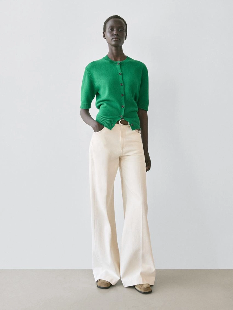 Кардиган из хлопкового микса с короткими рукавами