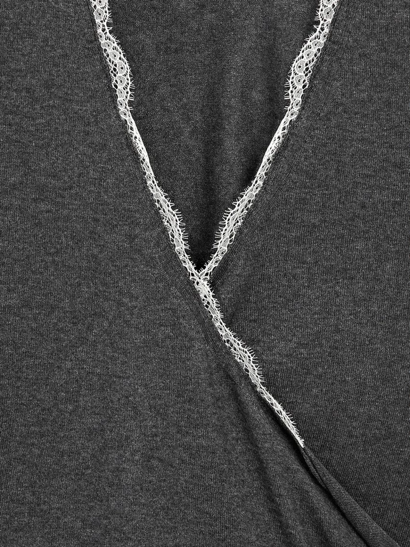 Кардиган с оборками и кружевом из шерстяного смесового вязаного полотна