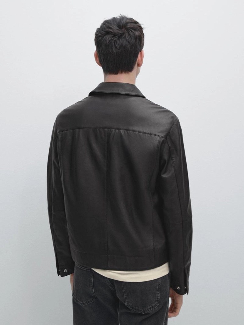 Кожаная куртка из овечьей кожи с карманами