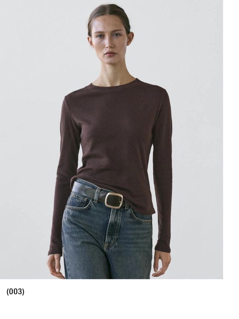 Футболка из хлопково-вискозного микса с длинным рукавом