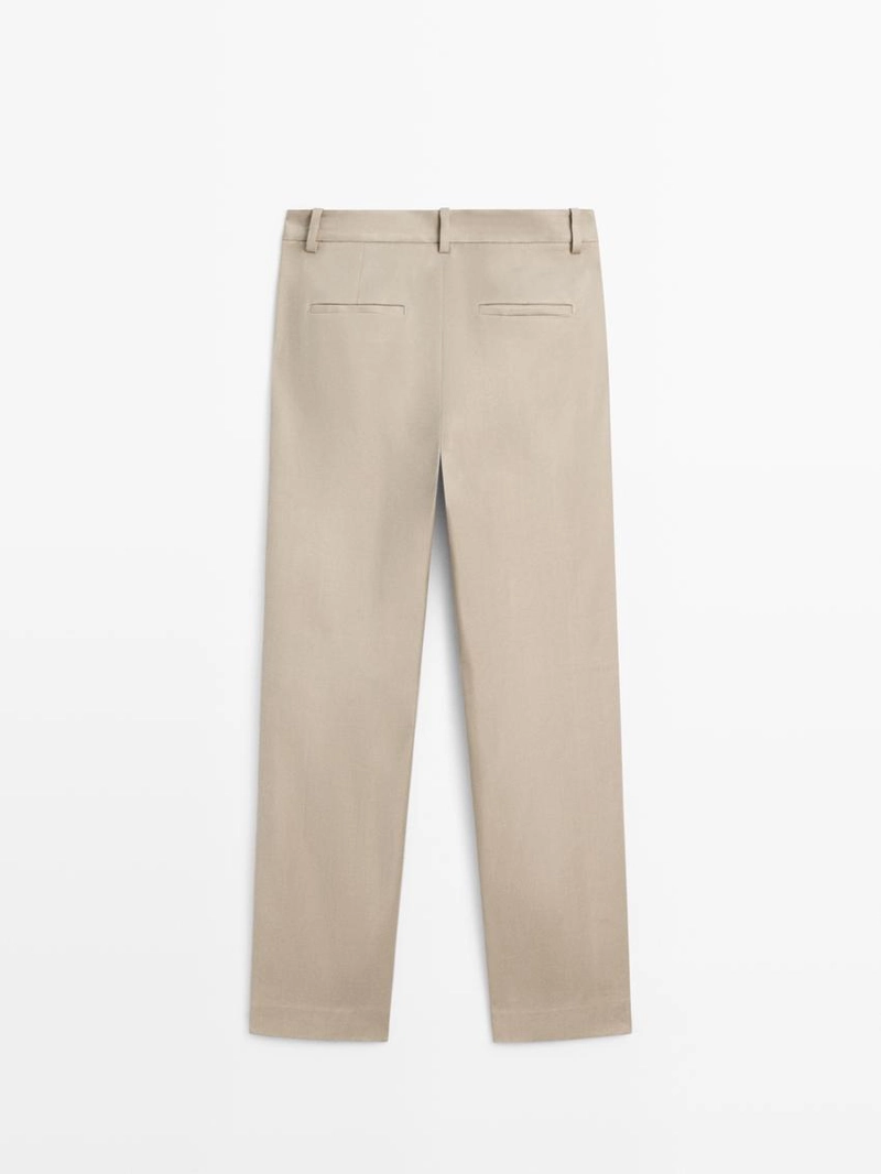 Брюки прямого кроя из льняно-вискозной ткани