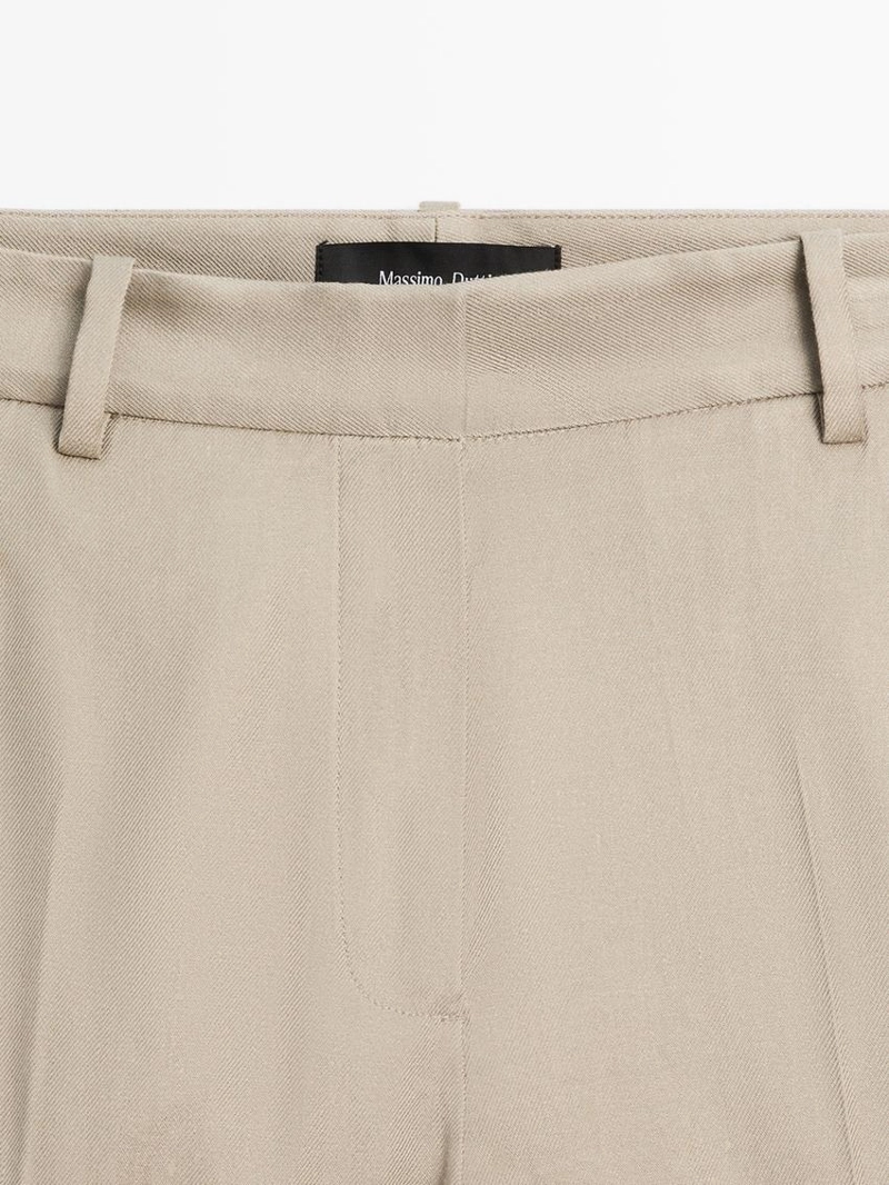 Брюки прямого кроя из льняно-вискозной ткани