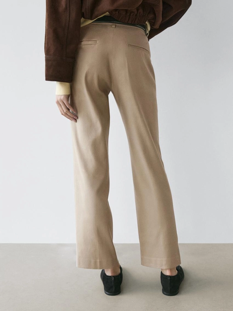 Брюки прямого кроя из льняно-вискозной ткани