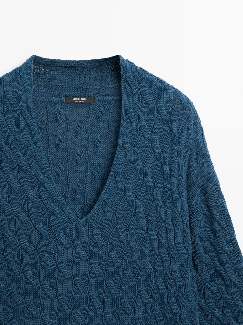 Свитер из смесовой хлопковой пряжи с узловыми деталями