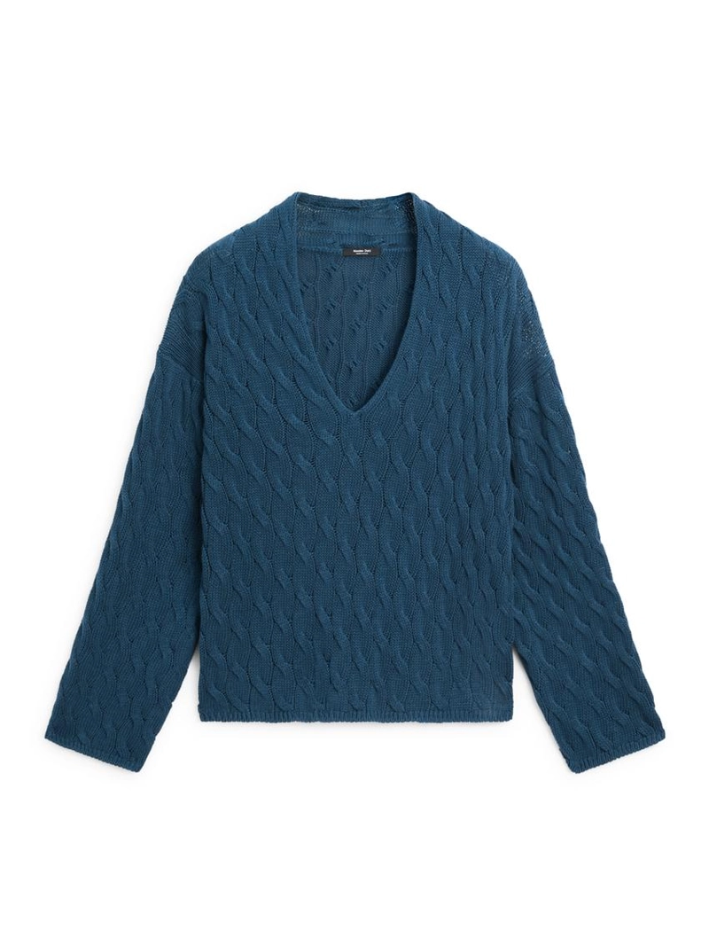 Свитер из смесовой хлопковой пряжи с узловыми деталями