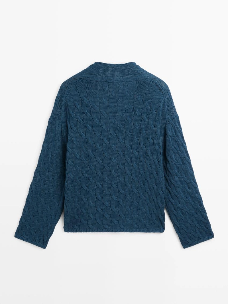 Свитер из смесовой хлопковой пряжи с узловыми деталями