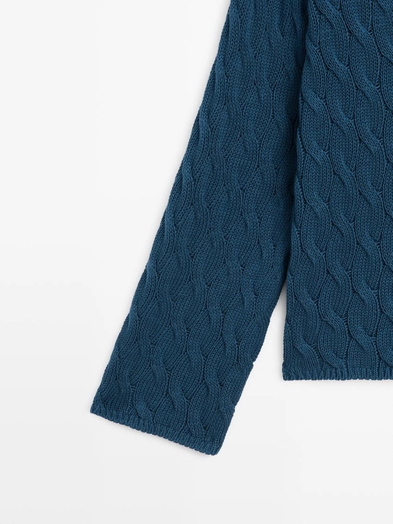 Свитер из смесовой хлопковой пряжи с узловыми деталями