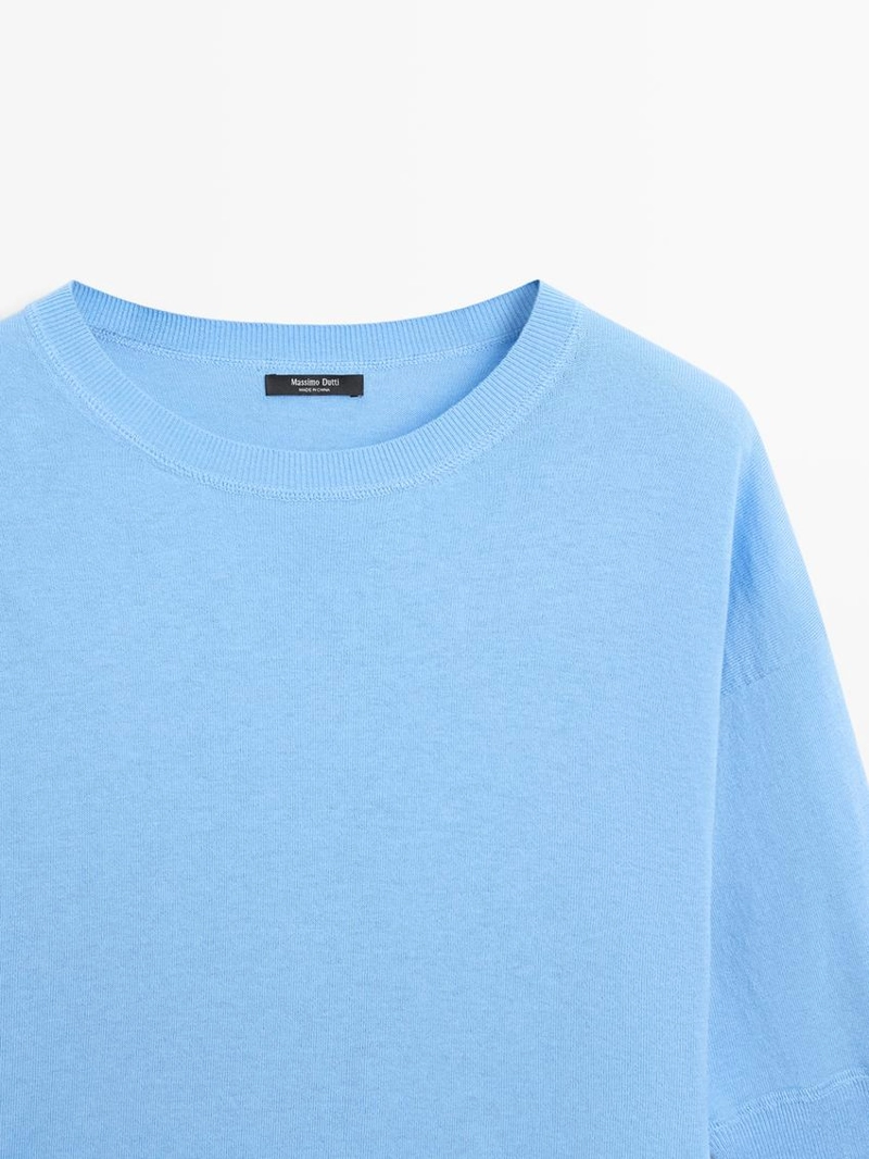 Свитер с коротким рукавом из смесового хлопка