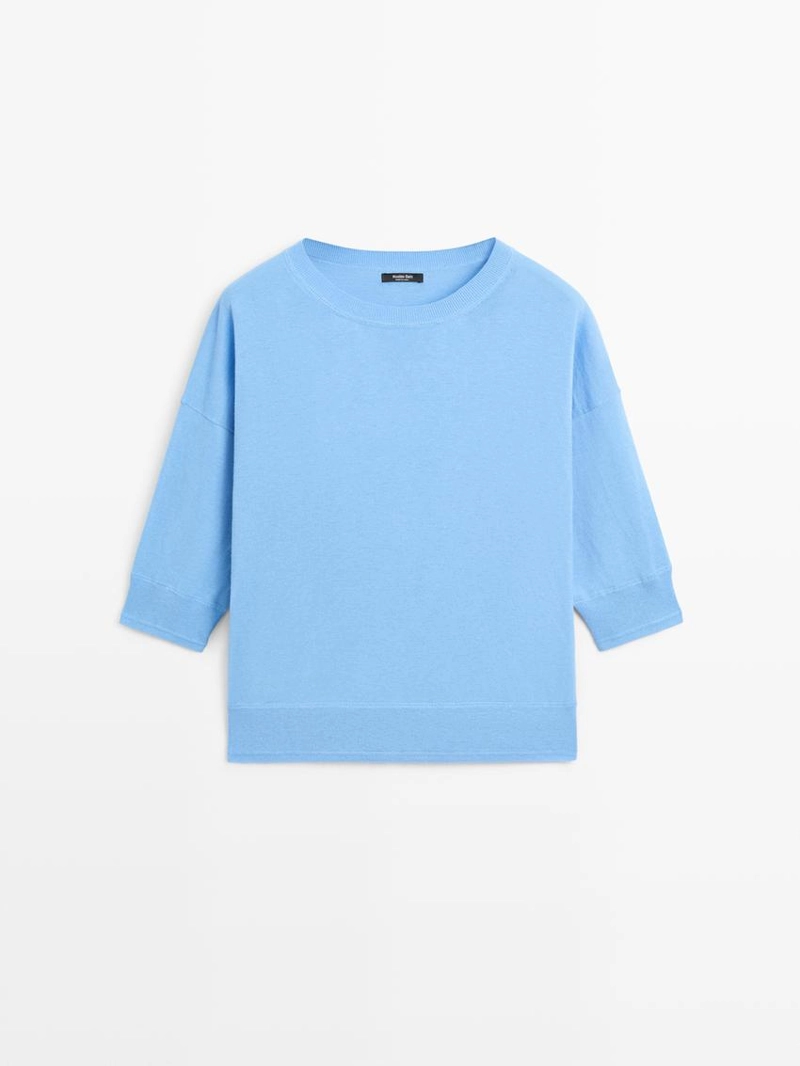 Свитер с коротким рукавом из смесового хлопка