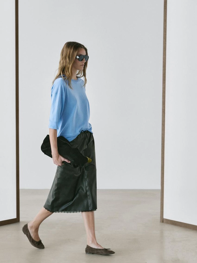 Свитер с коротким рукавом из смесового хлопка