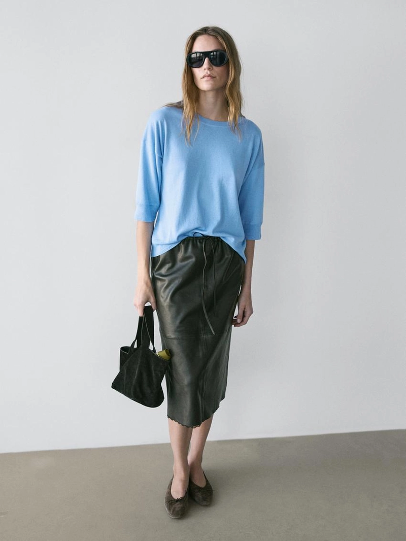 Свитер с коротким рукавом из смесового хлопка