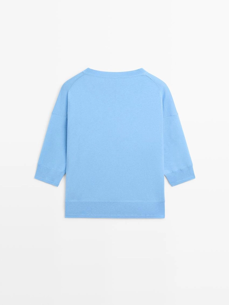 Свитер с коротким рукавом из смесового хлопка