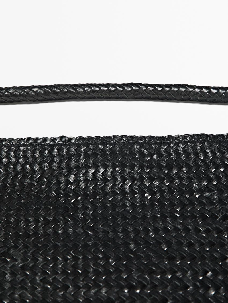 Сумка через плечо из тонированной кожи с плетеной отделкой среднего размера