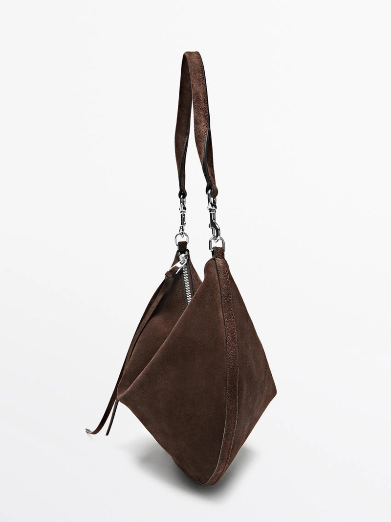 Сумка полумесяц из разделанной кожи