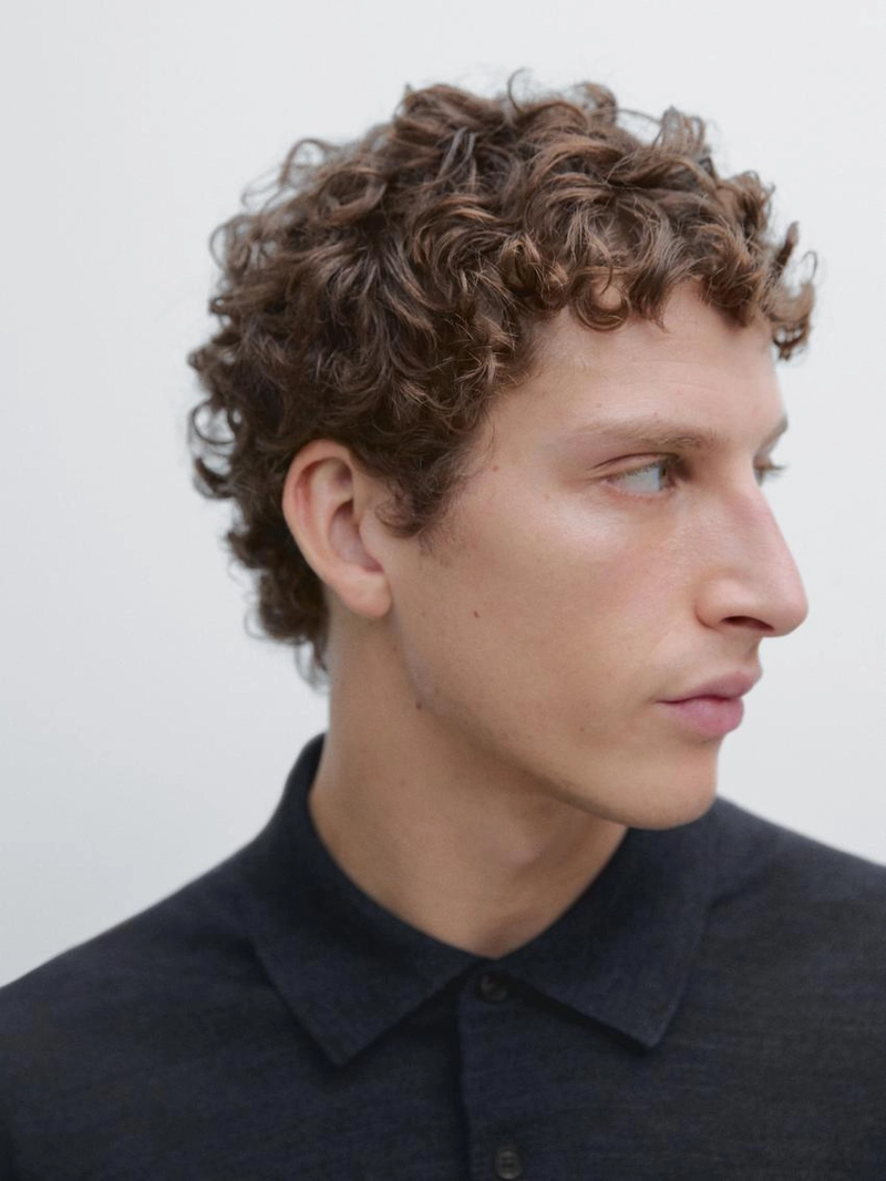 Свитер из 100% шерсти с воротником-поло