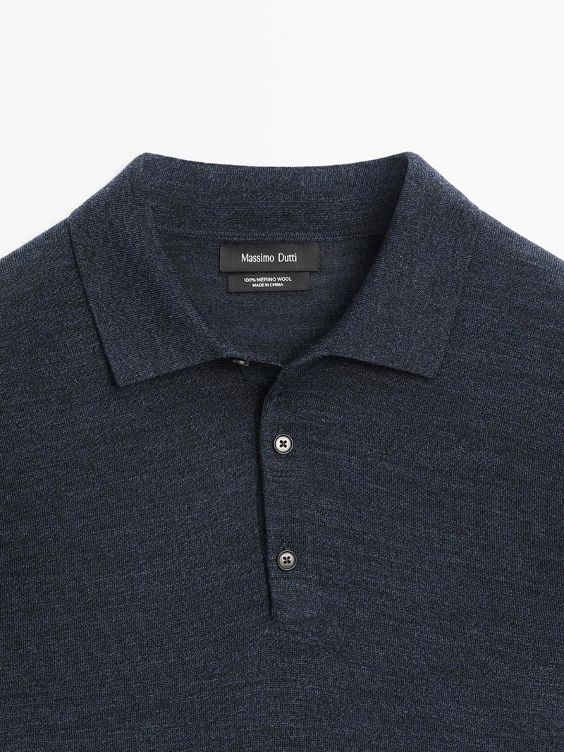 Свитер из 100% шерсти с воротником-поло